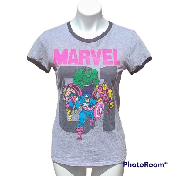 FREE with bundle! Marvel juniors Avengers graphic varsity tee w- contrast collar - Picture 1 of 10